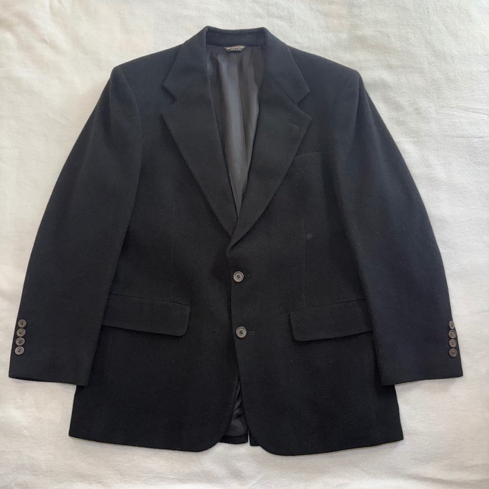 Bill Blass Black 100% Camel Hair Blazer Mens 40R Sport Coat Made in USA Vintage